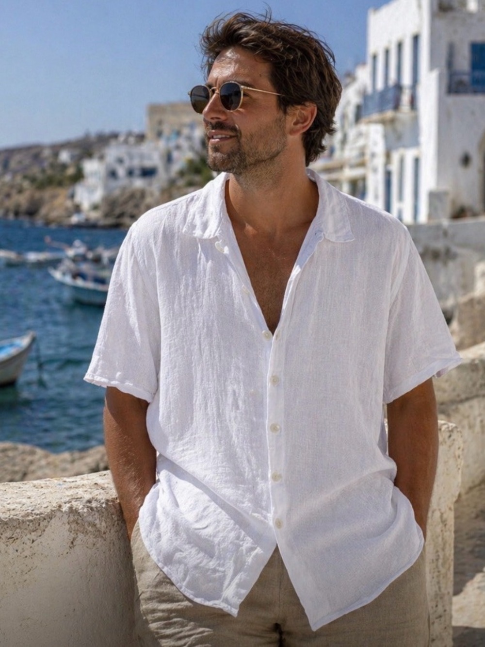 CP Shades Sausalito  Men's Sz L White 100% Linen